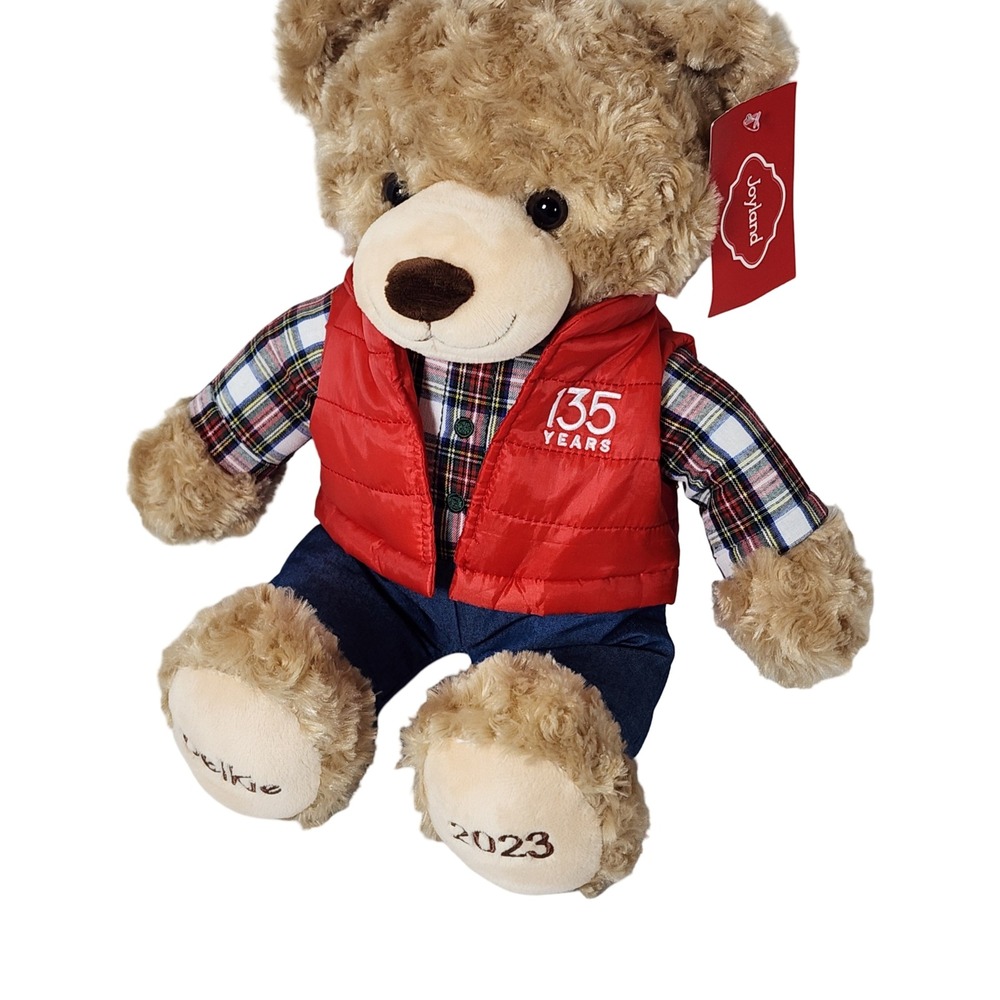 Belkie 2023 Teddy Bear 135 Years Anniversary Plush Red Puffer Vest Plaid 16in